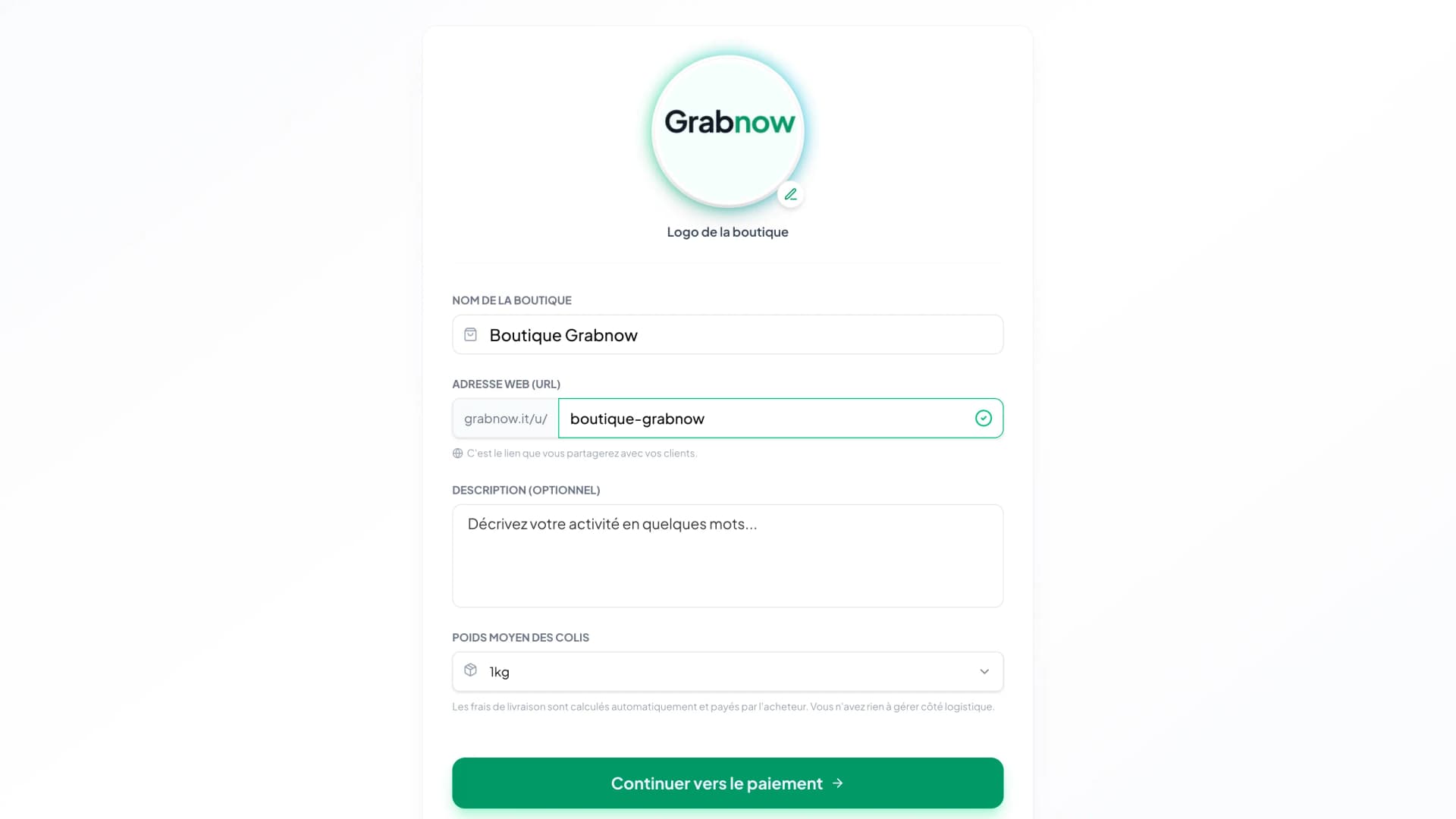 Inscription Grabnow — créer sa boutique live shopping en 5 minutes