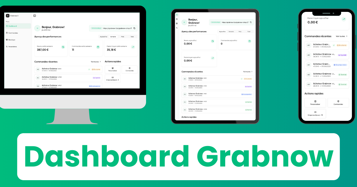 Dashboard GrabNow : Guide Complet pour Vendre sur TikTok en 2025
